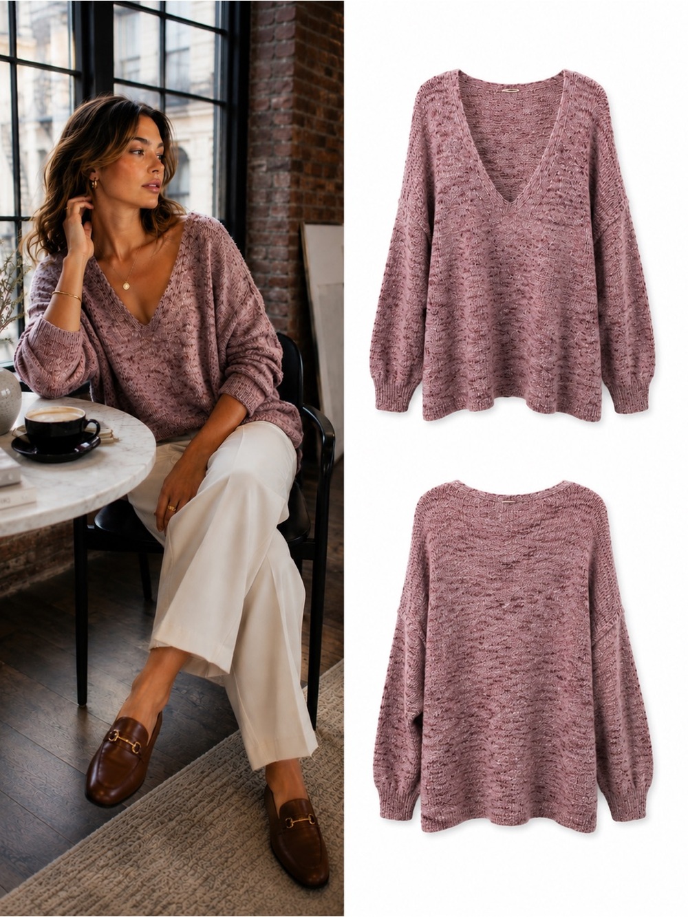 Free People Stella Softly Alpaca Mohair Blend Oversized Slouchy Sweater Medium